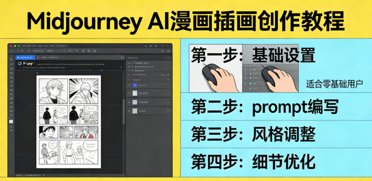 利用Midjourney AI人工智能轻松创作漫画插画教程，零基础创作完整漫画插画-52项目站