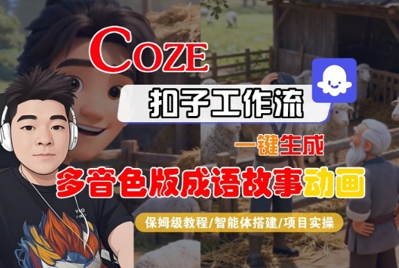Coze扣子智能体工作流一键生成“多音色版成语故事“动画，全流程保姆级教学-52项目站