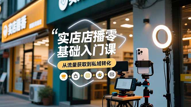 实体店播零基础入门课，实体店+短视频+直播+微信生态+私域社群，从流量获取到私域转化-52项目站