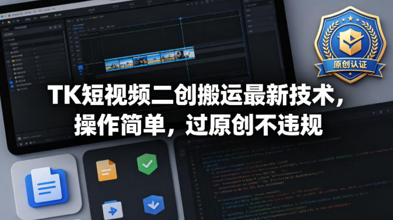 TK短视频二创搬运最新技术，操作简单，过原创不违规-52项目站