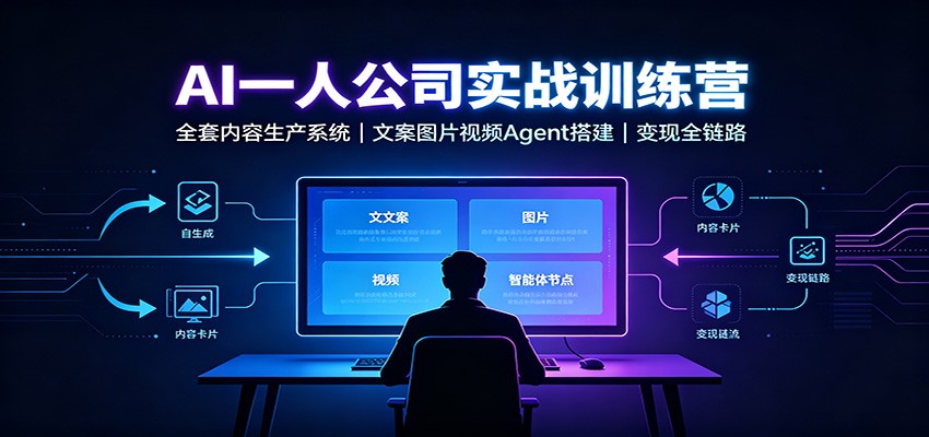 AI创作一人公司实战训练营：全套内容生产系统，文案图片视频Agent搭建变现全链路-52项目站