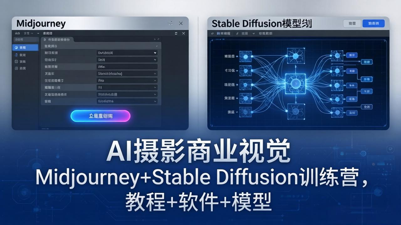 AI摄影商业视觉Midjourney+Stable Diffusion训练营，教程+软件+模型-52项目站