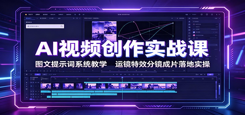 AI视频创作实战课：图文提示词系统教学，运镜特效分镜成片落地实操-52项目站