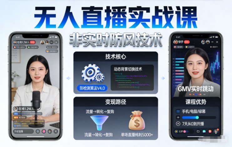 宝子哥无人直播实战课，非实时防风技术，聚焦抖音快手等平台直播带货，轻松开启直播变现之路(更新2026年08月06日)-52项目站