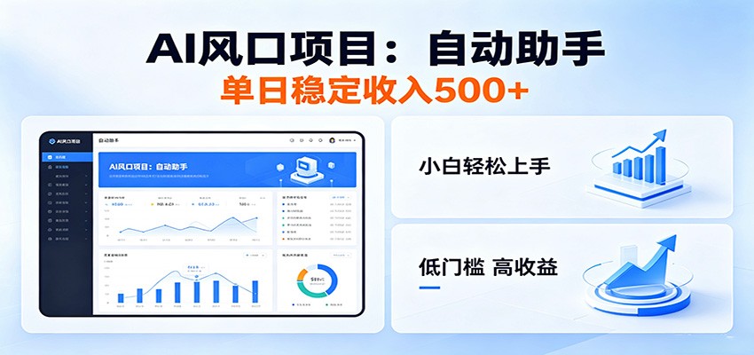 全新AI自动助手项目,低门槛入局,每日稳定收益500以上-52项目站