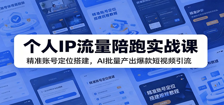 个人IP流量陪跑实战课:精准账号定位搭建,AI批量产出爆款短视频引流-52项目站