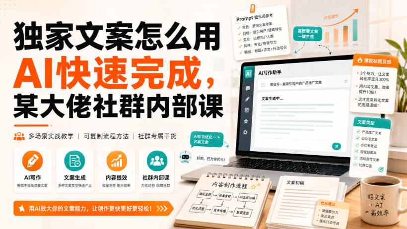 独家文案怎么用AI快速完成，某大佬社群内部课-52项目站