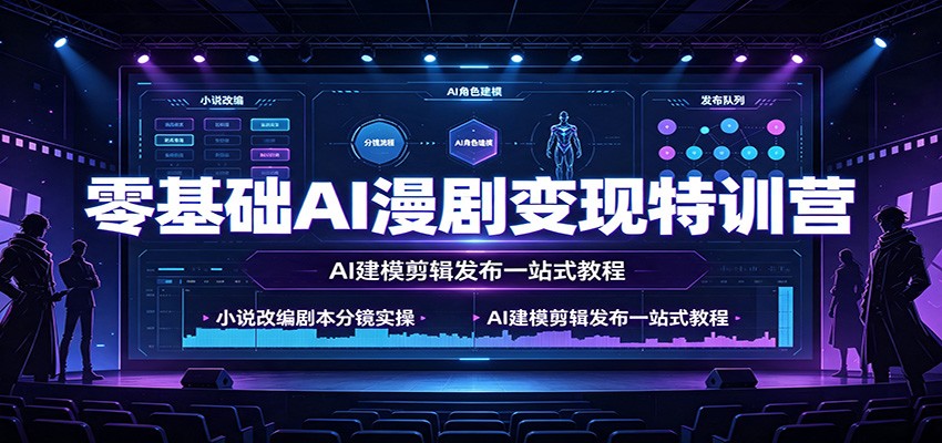 零基础AI漫剧变现特训营:小说改编剧本分镜实操,AI建模剪辑发布一站式教程-52项目站