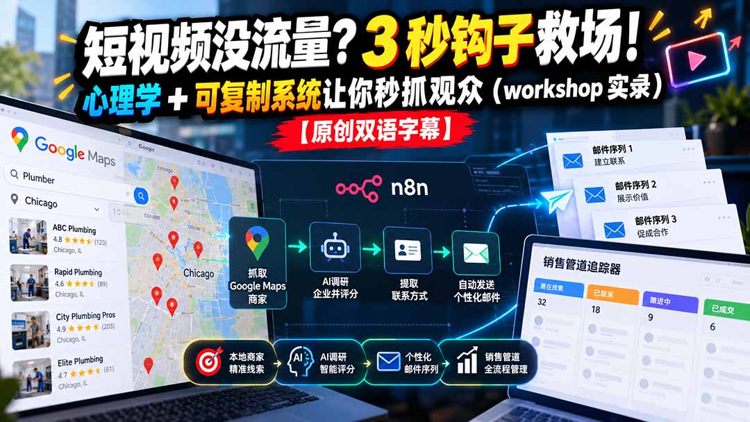 短视频没流量？3 秒钩子救场！心理学 + 可复制系统让你秒抓观众(workshop 实录-52项目站