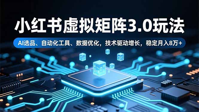 小红书虚拟矩阵3.0玩法，AI选品、自动化工具、数据优化，技术驱动增长，稳定月入8万+-52项目站