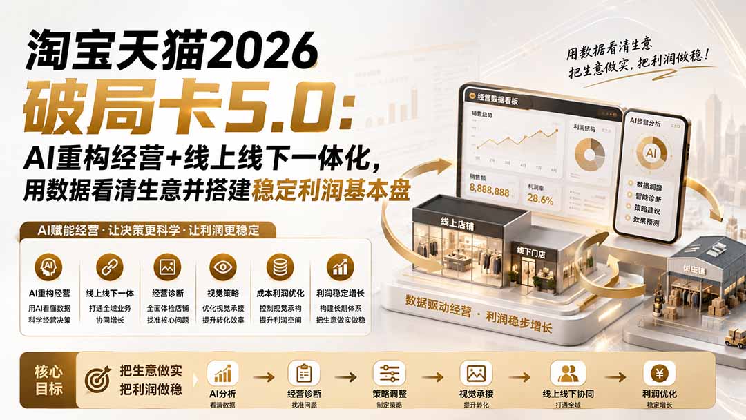 淘宝天猫2026破局卡5.0：AI重构经营+线上线下一体化，用数据看清生意并搭建稳定利润基本盘-52项目站