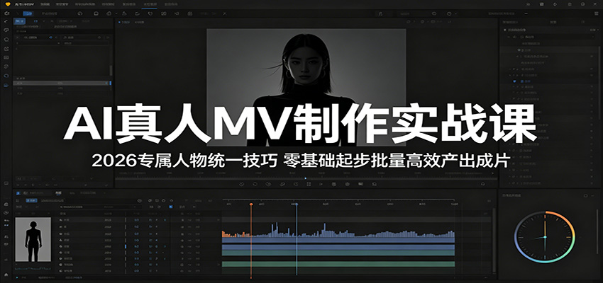 AI真人MV制作实战课：2026专属人物统一技巧，零基础起步批量高效产出成片-52项目站