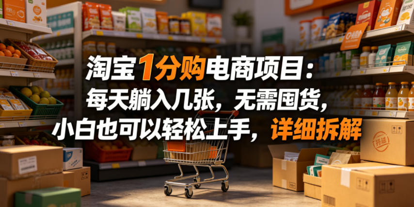 淘宝1分购电商项目：每天躺入几张，无需囤货，小白也可以轻松上手，详细拆解-52项目站