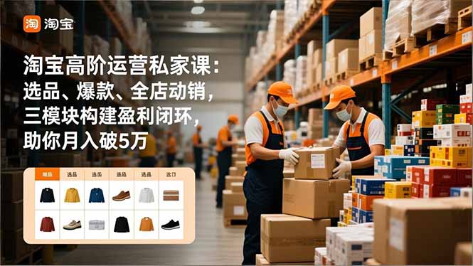 淘宝高阶运营私家课:选品、爆款、全店动销,三模块构建盈利闭环,助你月入破5万-52项目站