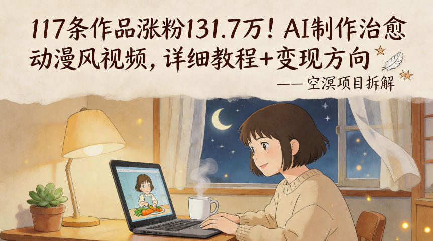 117条作品涨粉131.7W！AI制作治愈动漫风视频，详细教程+变现方向-52项目站