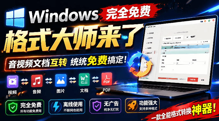 Windows完全免费格式大师来了，音视频文档互转统统免费搞定！免费无广，离线使用格式大师-52项目站
