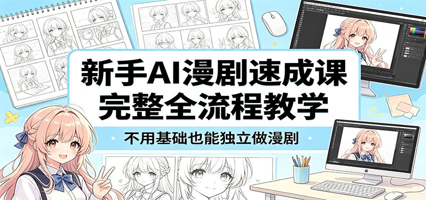 新手AI漫剧速成课：完整全流程教学，不用基础也能独立做漫剧-52项目站