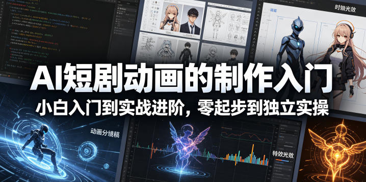 AI短剧动画的制作入门，小白入门到实战进阶，零起步到独立实操-52项目站