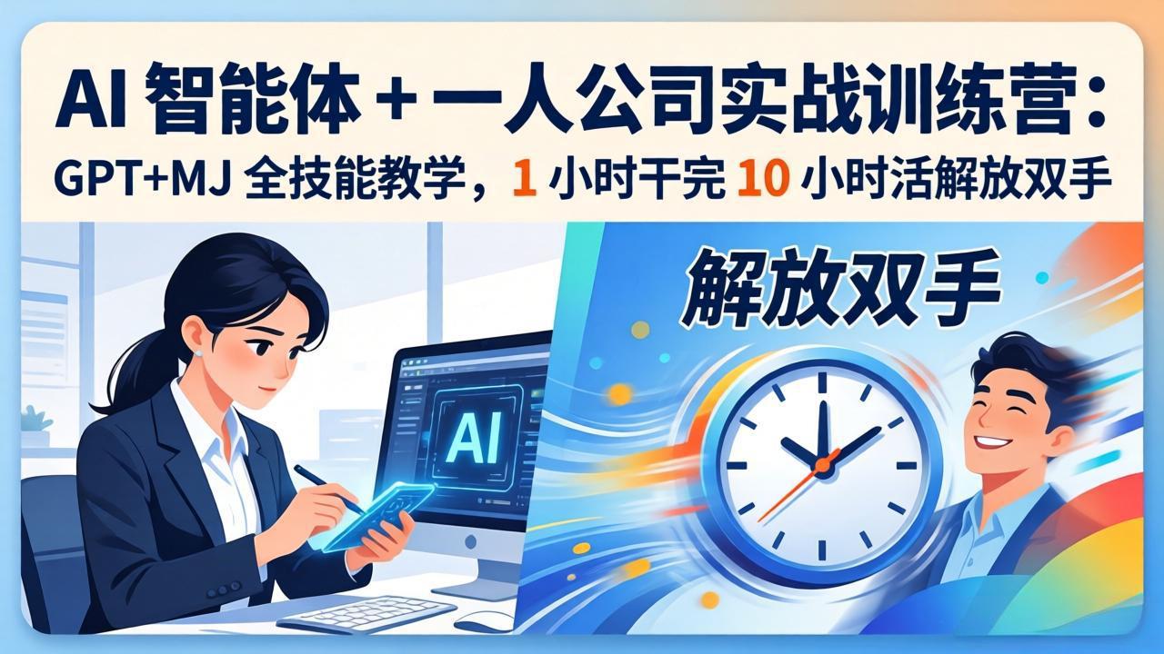 AI 智能体 + 一人公司实战训练营：GPT+MJ 全技能教学，1 小时干完 10 小时活解放双手-52项目站