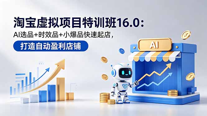 淘宝虚拟项目特训班16.0:AI选品+时效品+小爆品快速起店,打造自动盈利店铺-52项目站