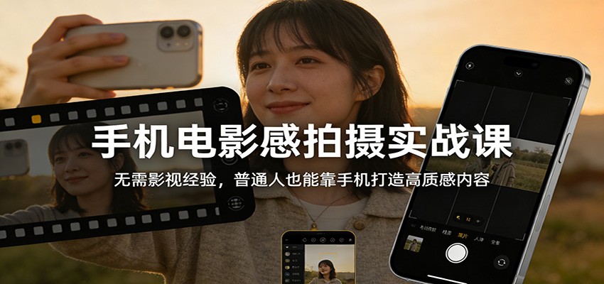 手机电影感拍摄实战课：无需影视经验，普通人也能靠手机打造高质感内容-52项目站