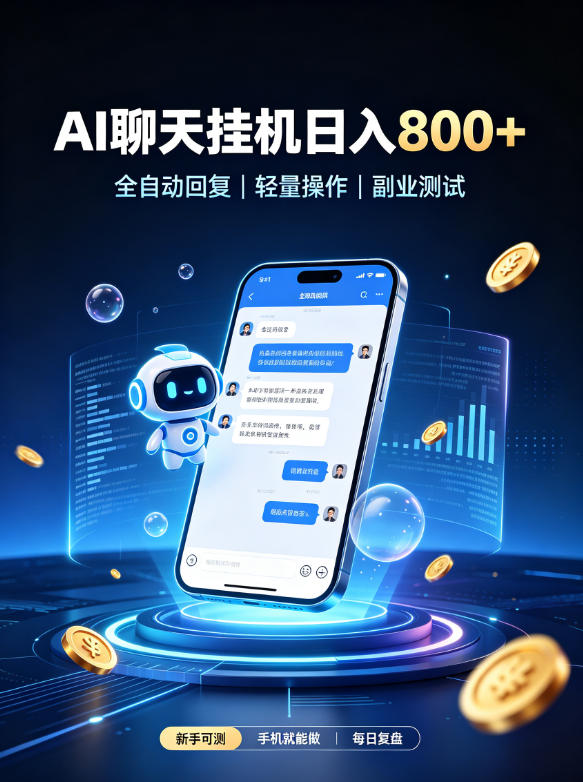 AI聊天挂G项目，日入800➕，全自动操作，适用个人副业，支持工作室矩阵操作【揭秘】-52项目站