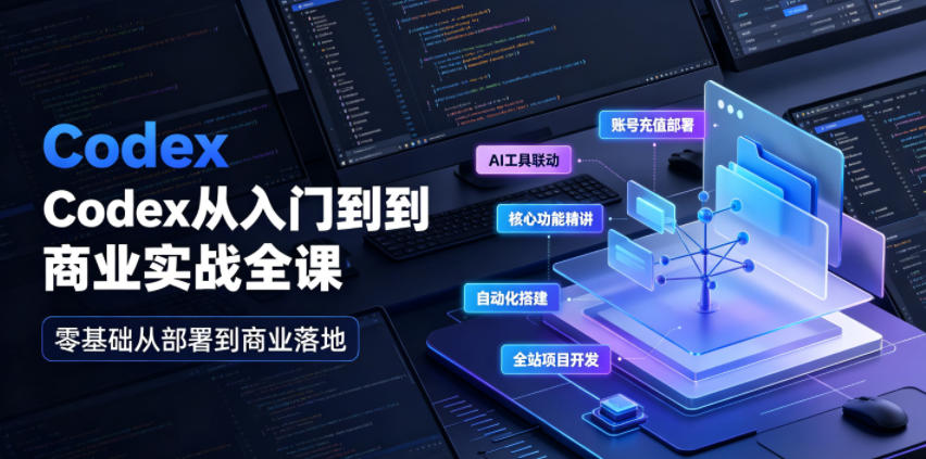Codex从入门到商业实战全课｜账号充值部署、AI工具联动、核心功能精讲、自动化搭建、全站项目开发零基础教程-52项目站