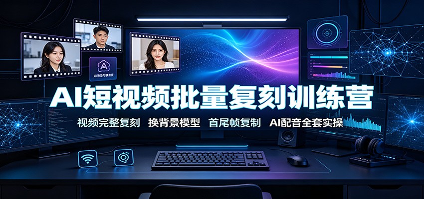 AI短视频批量复刻训练营：视频完整复刻，换背景模型、首尾帧复制、AI配音全套实操-52项目站