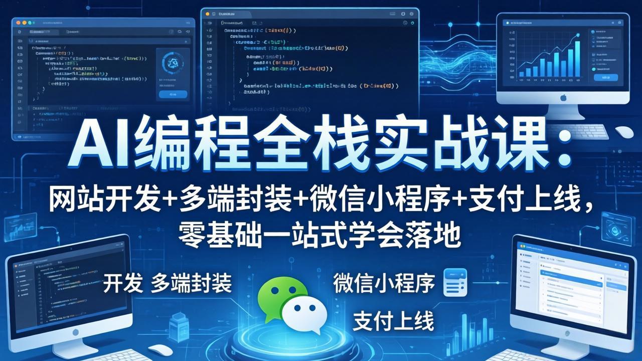 AI编程全栈实战课：网站开发+多端封装+微信小程序+支付上线，零基础一站式学会落地-52项目站