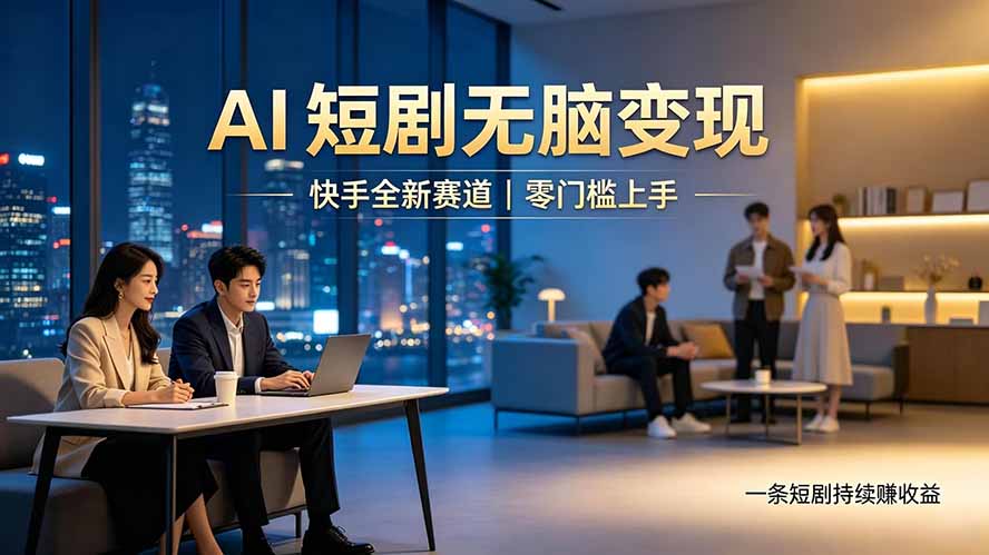 别乱找副业了，快手 AI 短剧零门槛长久被动增收-52项目站